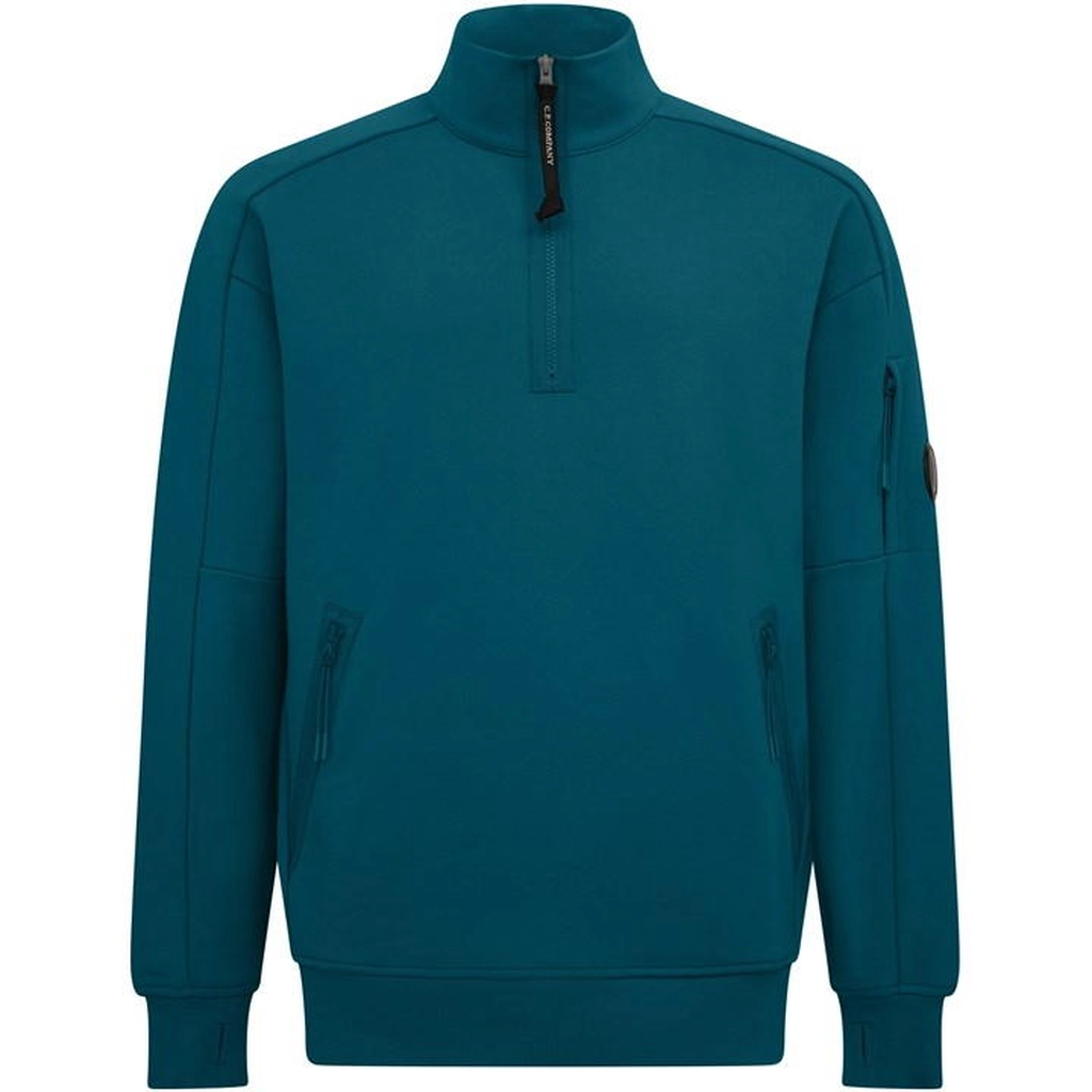 CP Company Lens Arm Quarter Zip Sweatshirt - Blue